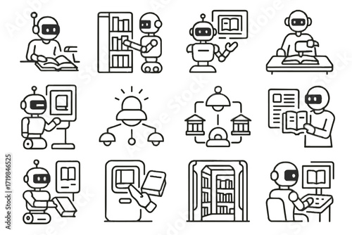 Reading tracker futuristic vector virtual icon holographic connected library icons overlay catalog