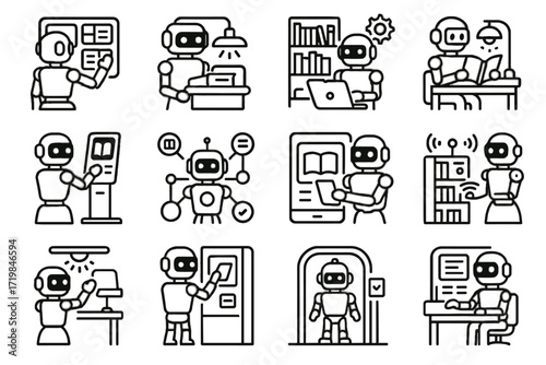 Checkout book icons library futuristic automated holographic digital vector icon interactive catalog