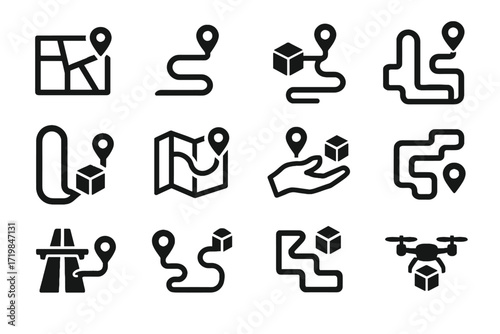 Routes line vector corridor icon parcel pocket nano palm alley path micro
