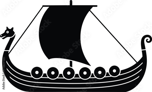Vector viking ship illustration scalable eps icon for maritime and historical design projects