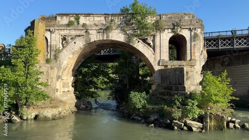 Ponte Emilio, an ancient Roman bridge that crossed the Tiber River near Tiber Island.