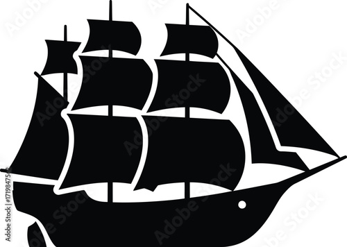 Classic tall ship silhouette vector graphic scalable illustration for design projects