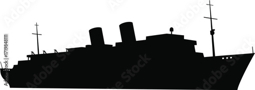 Silhouette vector ship illustration scalable eps icon for marine and nautical designs
