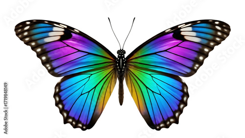 Colorful Butterfly Insect Real Macro Photography Isolated White