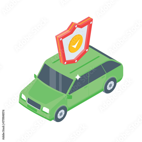 Trendy isometric style icon of car insurance report
