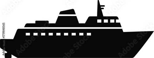 Modern ferry boat silhouette vector graphic for nautical transportation design projects