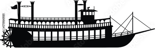 Vintage steamship silhouette vector graphic nautical transportation marine vessel