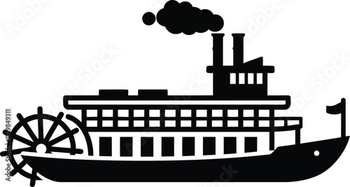 Vintage steamboat vector illustration scalable eps icon for nautical and travel designs