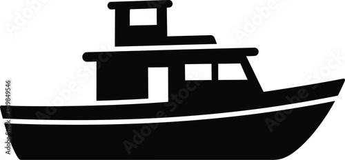 Classic tugboat silhouette vector illustration nautical transportation icon scalable eps graphic