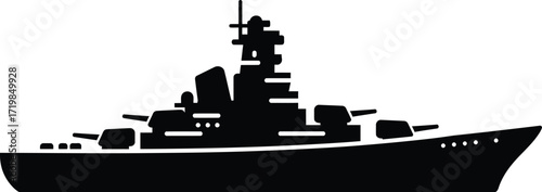 Silhouette warship vector illustration scalable eps icon for military and naval themes
