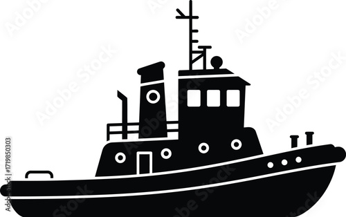 Tugboat vector illustration nautical maritime ship artwork scalable eps icon