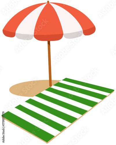 deck chair and umbrella