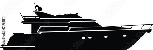 Sleek luxury yacht vector illustration for nautical design projects