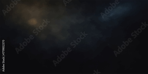 Blue moon breaks through a stormy night sky, with fog and smoke swirling on the ground