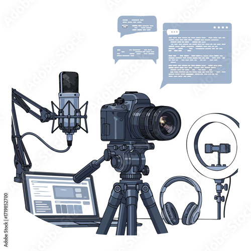 Illustration of Content Creation and Media Equipment