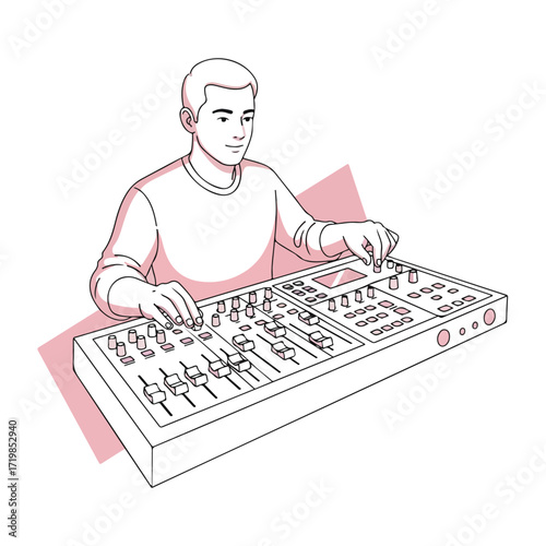 Mixing Console Minimalist Style Illustration