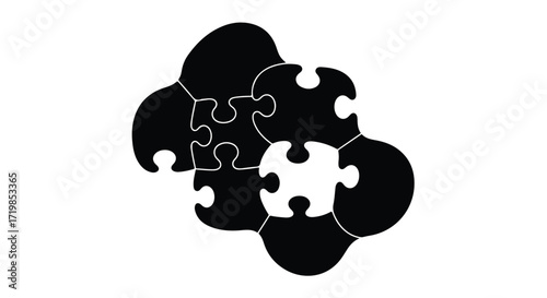 Interlocking puzzle pieces forming a cohesive whole, symbolizing connection and solutions.