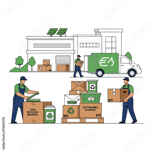 Sustainable Shipping Vector Illustration With Eco Elements