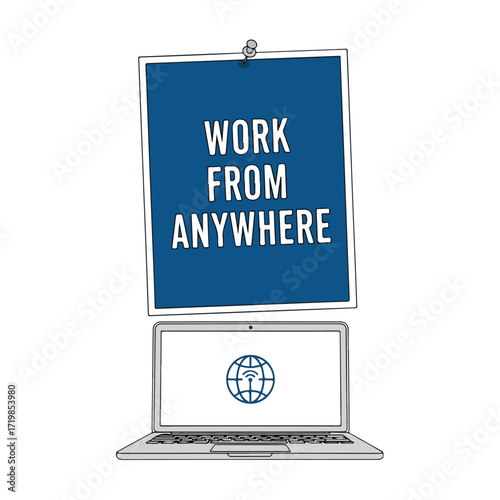 Work From Anywhere Computer and Sign