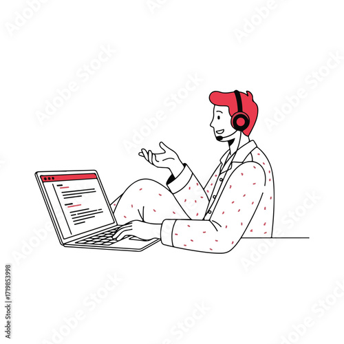 Work From Home Customer Support Illustration