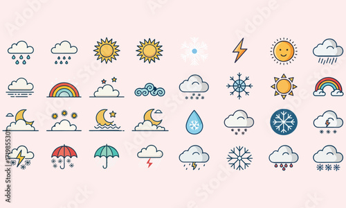 Wetter Icons – Sonne, Regen, Wolken & Klima Symbole für Vorhersagen