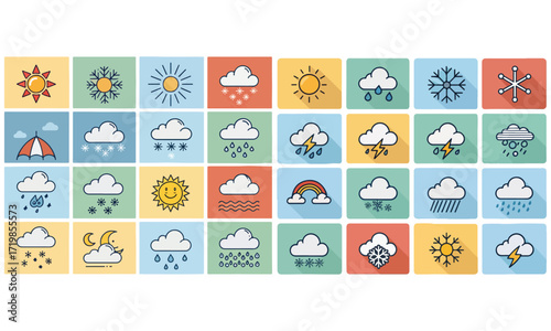 Wetter Icons – Sonne, Regen, Wolken & Klima Symbole für Vorhersagen