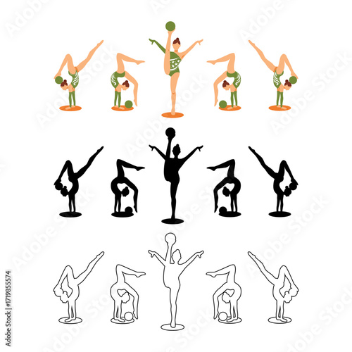 Gymnast Silhouette Set ? Rhyt...