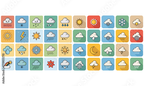 Wetter Icons – Sonne, Regen, Wolken & Klima Symbole für Vorhersagen