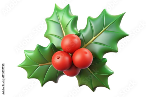 3d holly leaves and berries