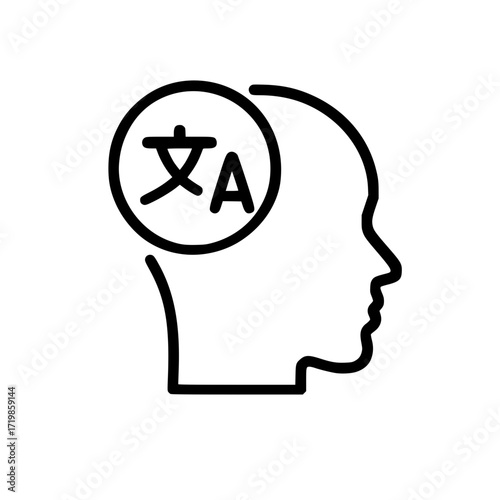 Language learning and multilingual concept showing brain profile
