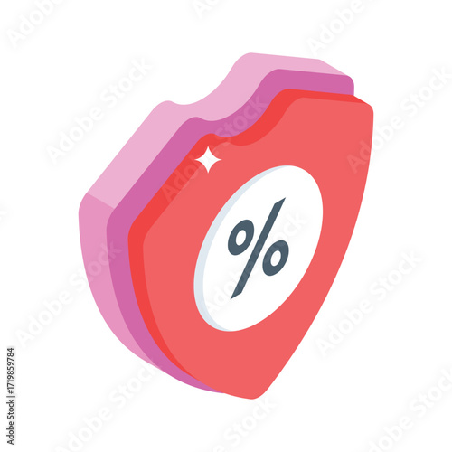 Premium isometric icon of updated insurance rate