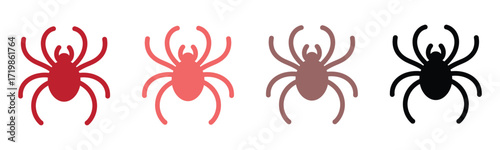 colourfull silhouette illustration shows a man, a woman, and a scary spider insect, a vector art symbol of nature or Halloween