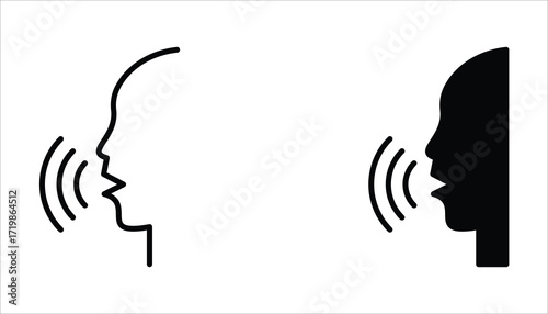 Speaking icon set. Talk person sign or symbol , editable icons, can be used in logo, UI and web design, Flat illustration of vector icon on white background.