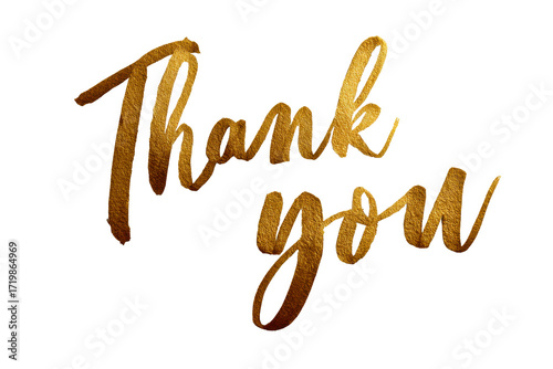 Gold thank you text on clear background