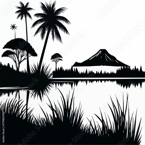 silhouette of palm trees