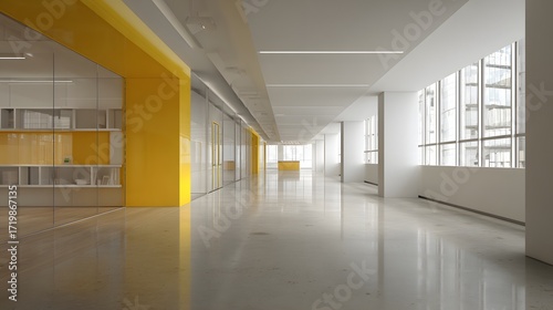 Wallpaper Mural modern office hallway empty with minimal furniture Torontodigital.ca