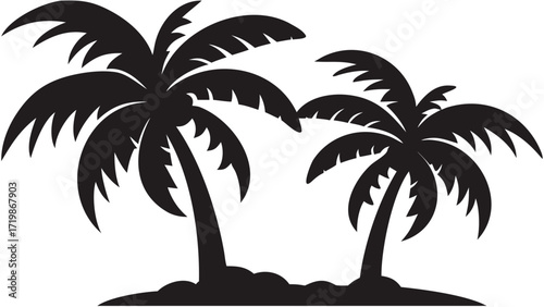 Evocative tropical palm tree silhouette, perfect for summer travel, beach vibes and island getaways, ideal for vacation promotions and coastal designs