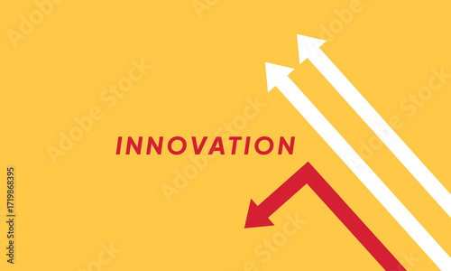 Background innovation concept. Minimalist stile red arrow changing direction and white ones. New idea, changer, trend, courage, creative solution,business, innovation and unique way concept