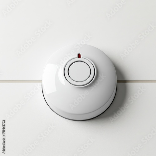 Smoke detector mounted on white wall in modern design  