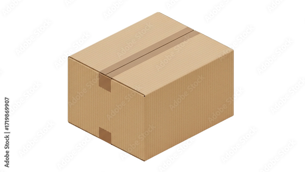 Fototapeta premium Securely sealed cardboard box ready for shipping and delivery, perfect for e-commerce packaging.
