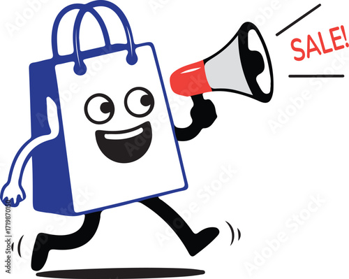 Shopping bag cartoon on Black Friday clipart