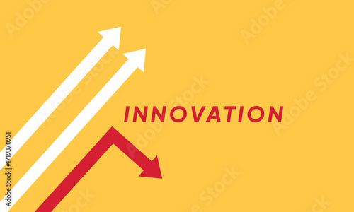Background innovation concept. Minimalist stile red arrow changing direction and white ones. New idea, changer, trend, courage, creative solution,business, innovation and unique way concept