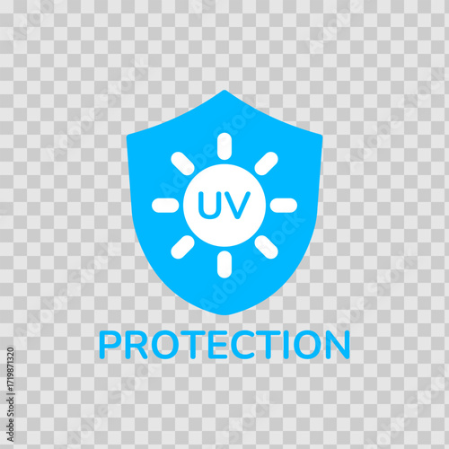 UV protection icon set. UV radiation icon. Ultraviolet symbol. Sun uv protection icons. Vector pictogram of sunscreen spf. Skincare illustration, sign for cosmetics packaging