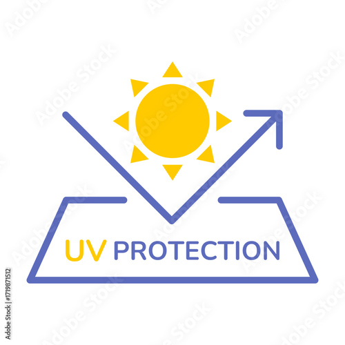UV protection icon set. UV radiation icon. Ultraviolet symbol. Sun uv protection icons. Vector pictogram of sunscreen spf. Skincare illustration, sign for cosmetics packaging