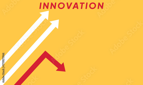 Background innovation concept. Minimalist stile red arrow changing direction and white ones. New idea, changer, trend, courage, creative solution,business, innovation and unique way concept