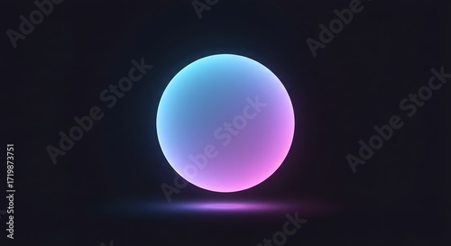 Glowing Sphere with Neon Gradient and Subtle Reflection on Dark Background
