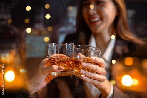 whiskey, for a friendly party in a bar or a restaurant.