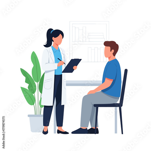Doctor and Patient Consultation Vector Illustration, Medical Checkup, Healthcare Concept