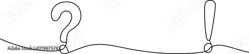 Question mark and exclamation point symbols in black line art punctuation typography