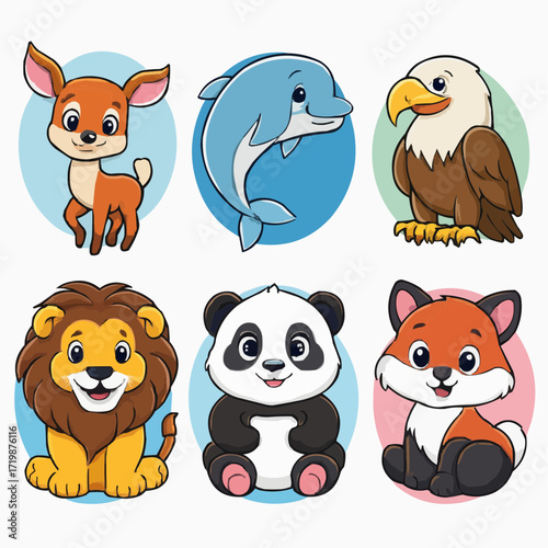 set of cartoon animals